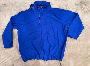 Lands' End Outfitters Men's Royal Blue Hooded Windbreaker Rain Jacket 3XL